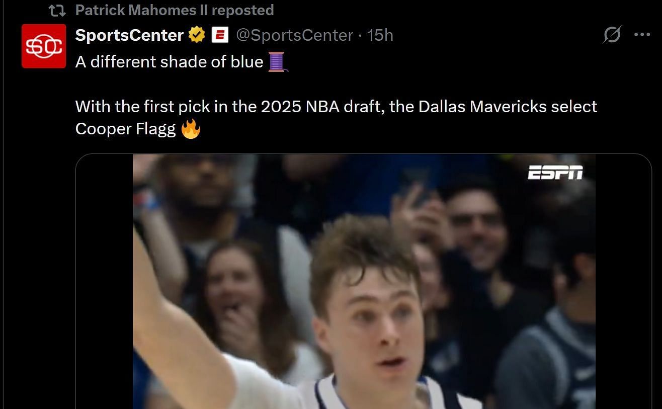 A screenshot of Patrick Mahomes retweet (image credit: x/patrickmahomesii)